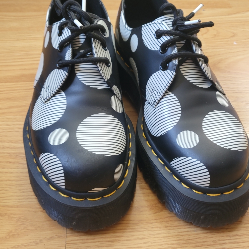 Dr. Martens Black and White Polka Dot Flats